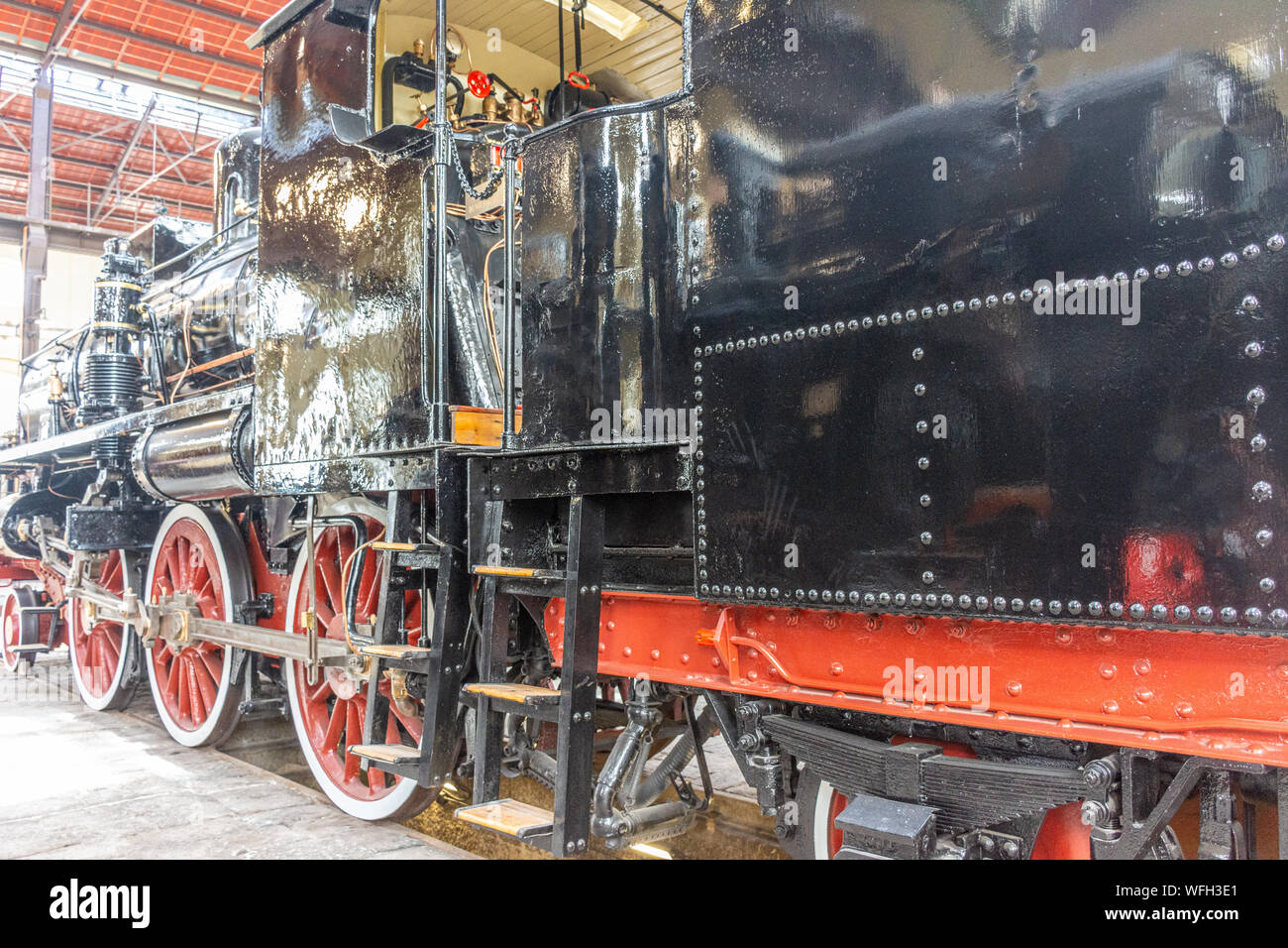 Details of restored antique steam locomotive Stock Photo - Alamy