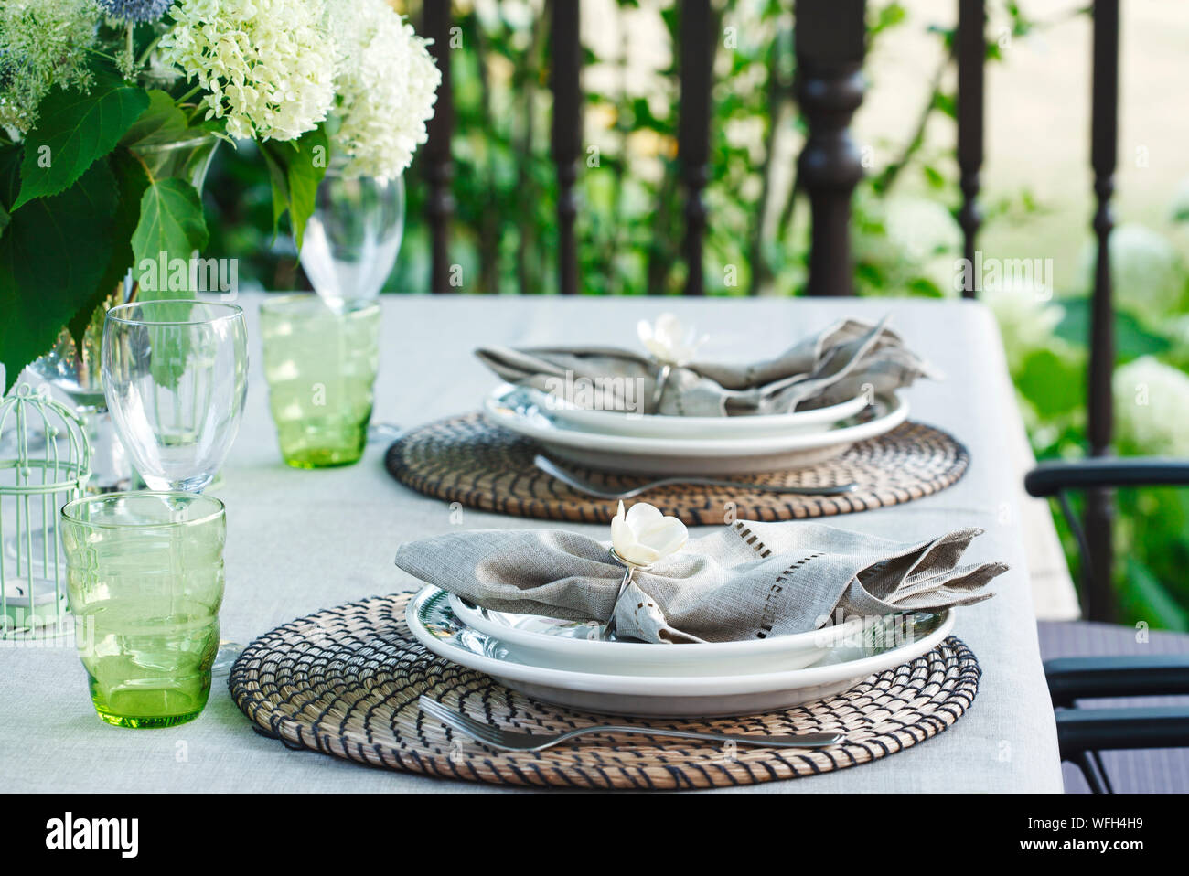 Formal table setting outdoors Stock Photo