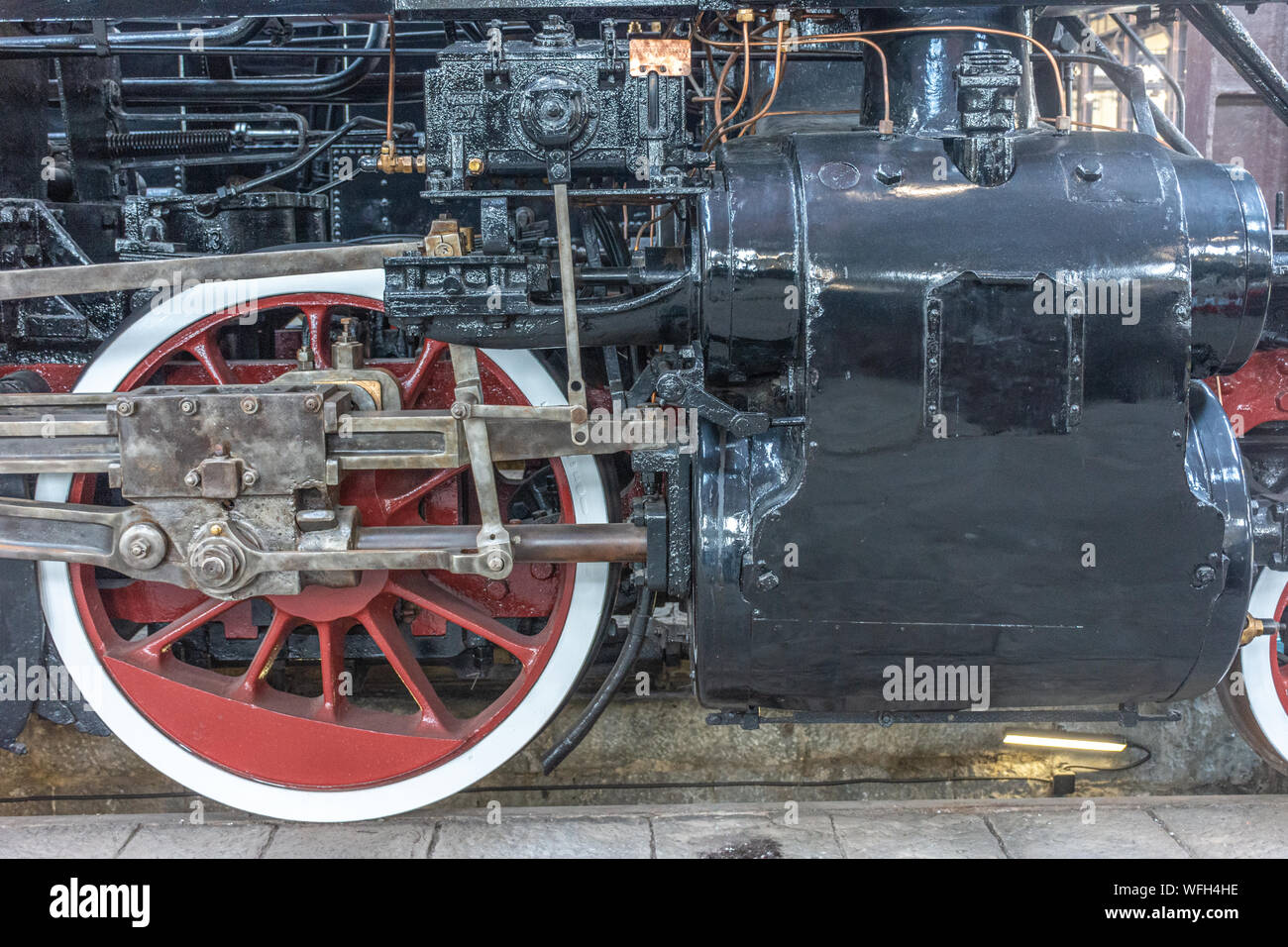 Details of restored antique steam locomotive Stock Photo - Alamy
