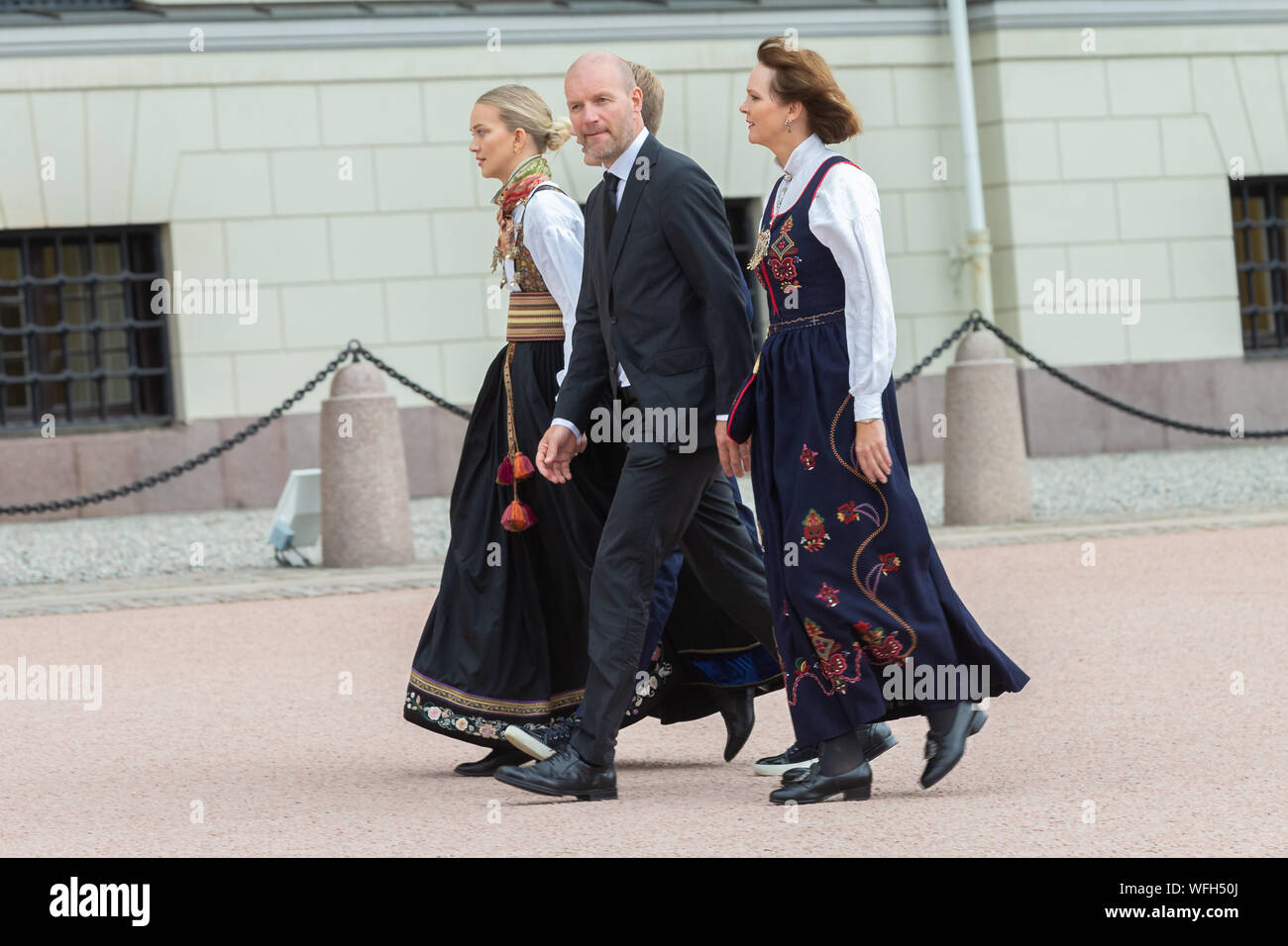 Actor Bard Tufte Johansen and his family arriving for the confirmation of Princess Ingrid Alexandra of Norway at the Royal Palace Oslo, Norway credit Stock Photo