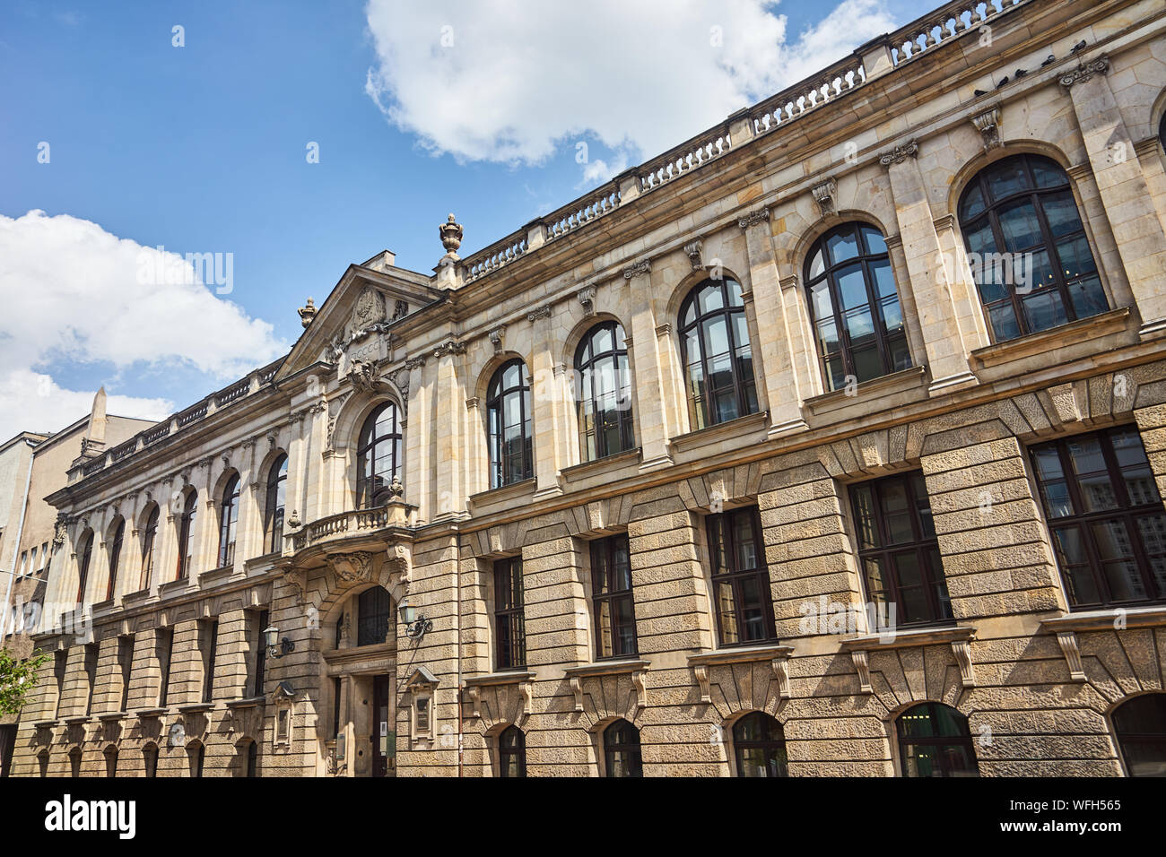 The facade of the building in the style of the late Renaissance library ...