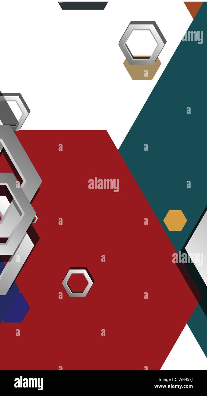 Abstract geometric background with hexagon cold color composition ...