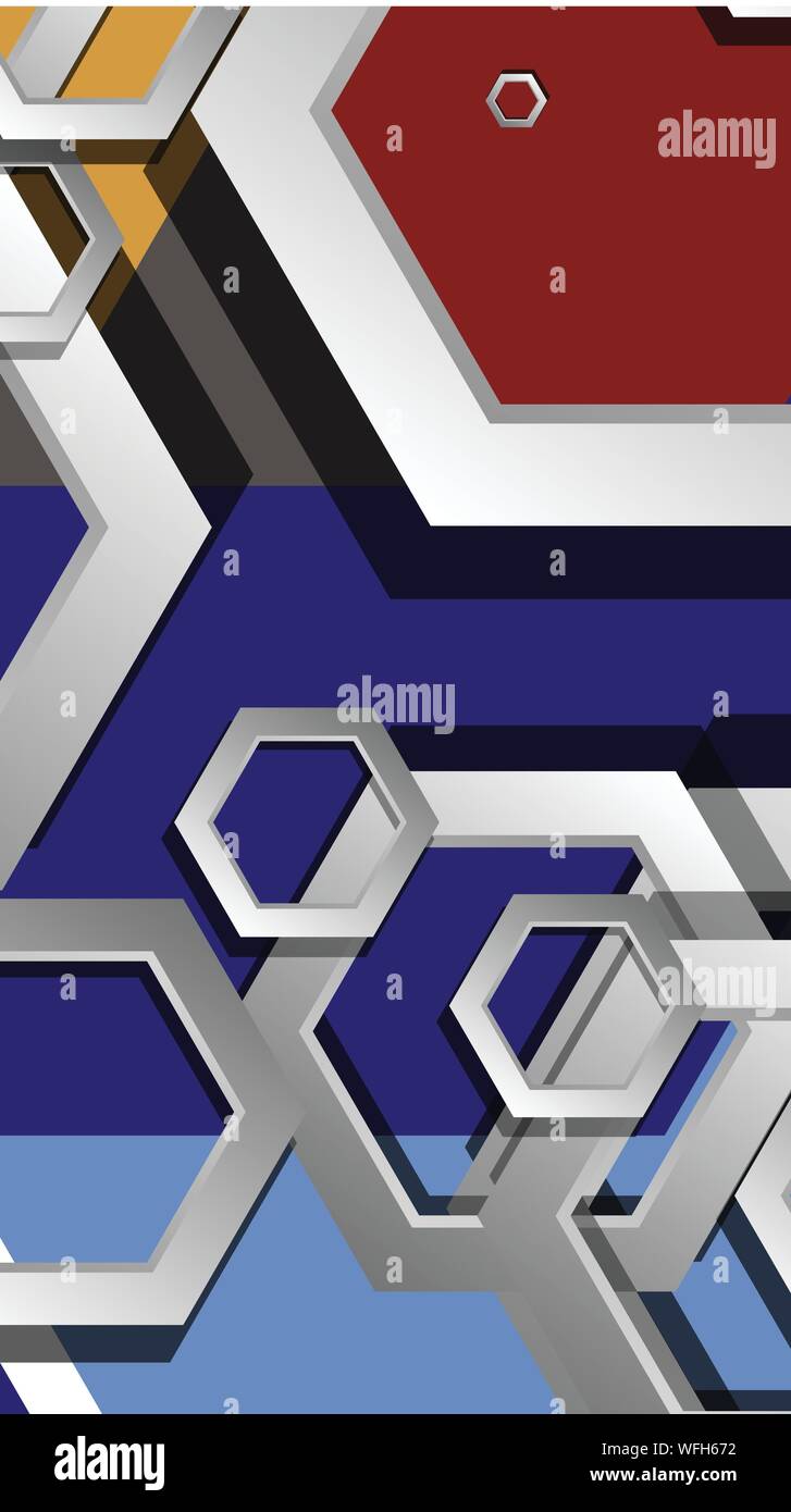 Abstract geometric background with hexagon cold color composition ...