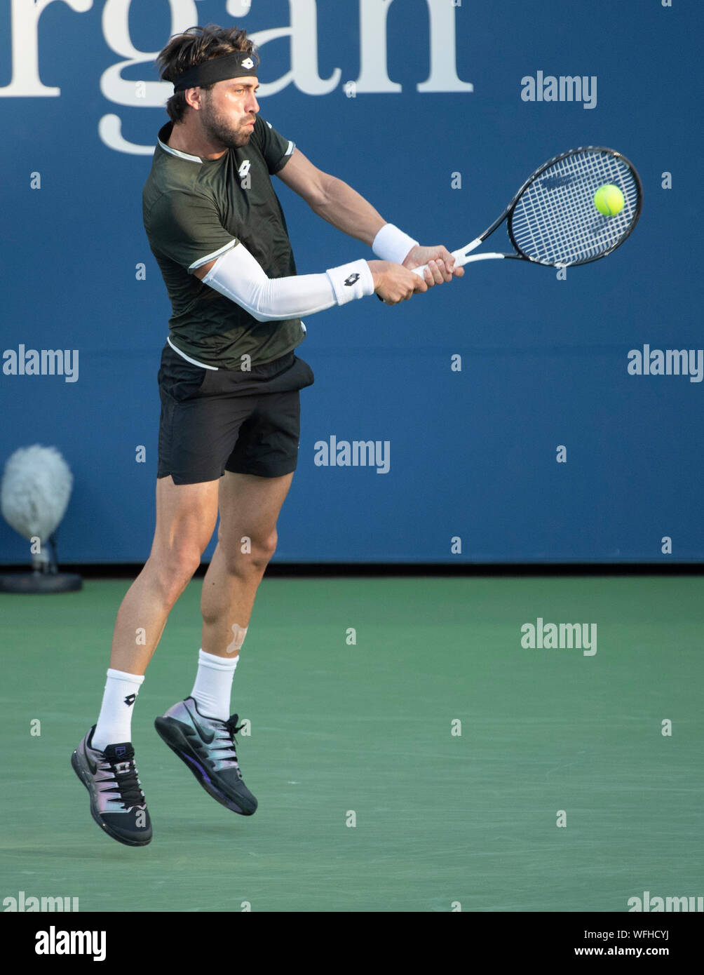 August 30, 2019: Nikoloz Basilashvili (GEO) loses to Dominik Koepfer (GER) 6-3, 7-6, 4-6, 6-1, at the US Open being played at Billie Jean King National Tennis Center in Flushing, Queens, NY. © Jo Becktold/CSM Credit: Cal Sport Media/Alamy Live News Credit: Cal Sport Media/Alamy Live News Stock Photo