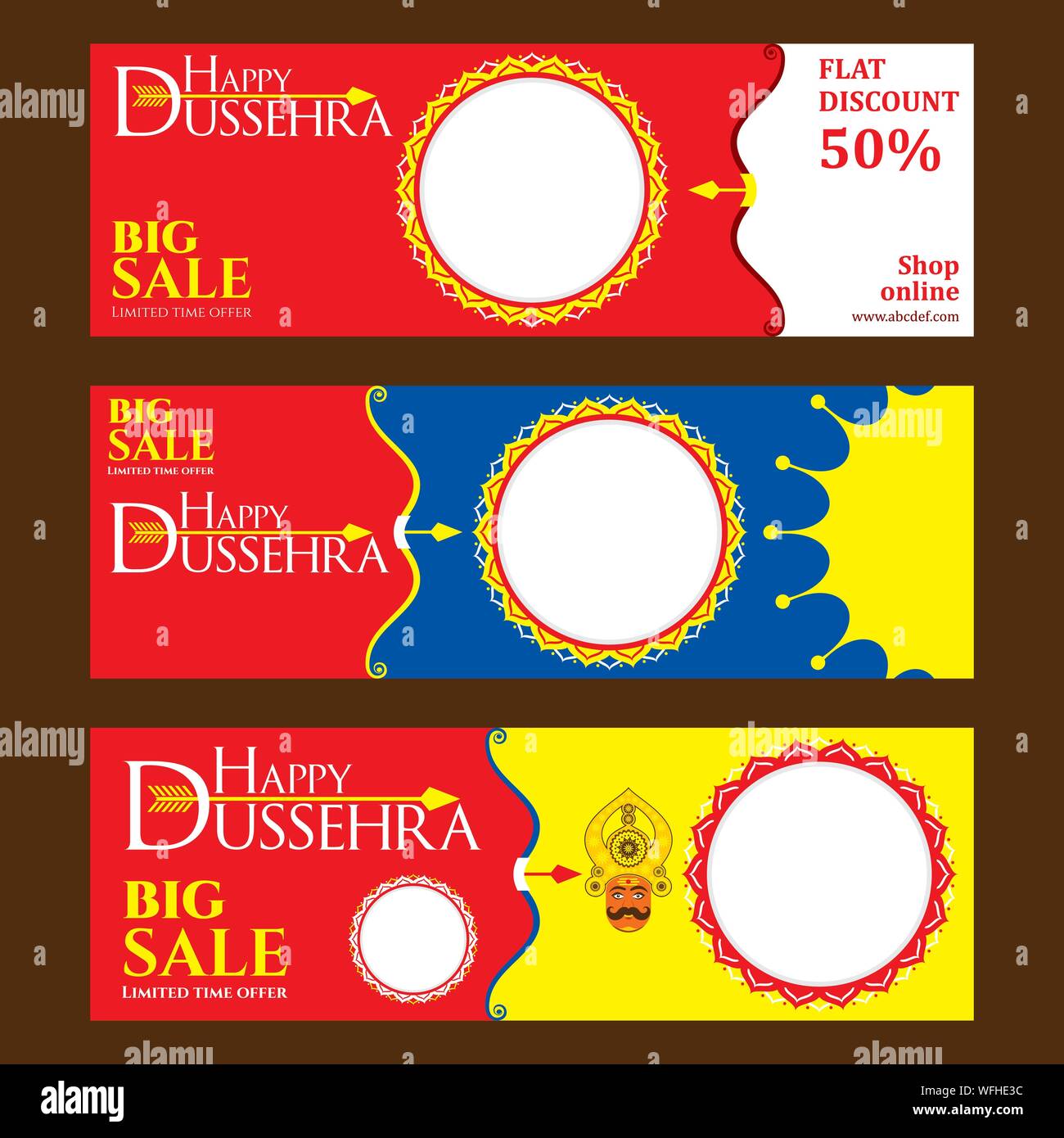 vijayadashami or Dussehra festival celebration web poster and write