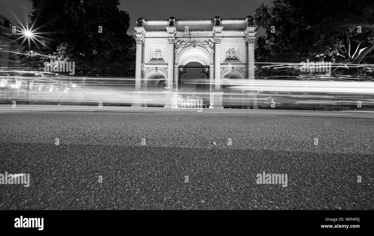 Marble Arch at night, London Stock Photo