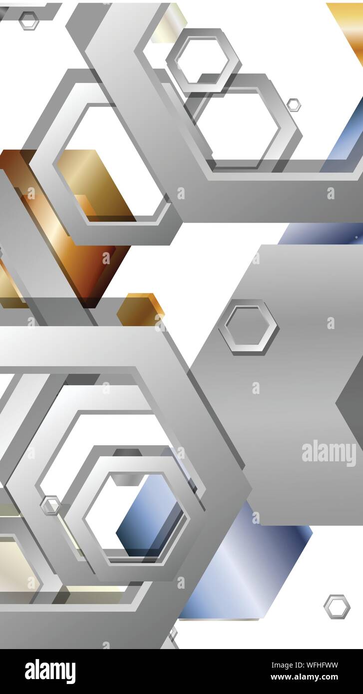 Abstract geometric background with hexagon metal color composition ...