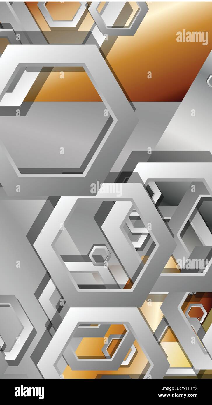 Abstract geometric background with hexagon metal color composition ...