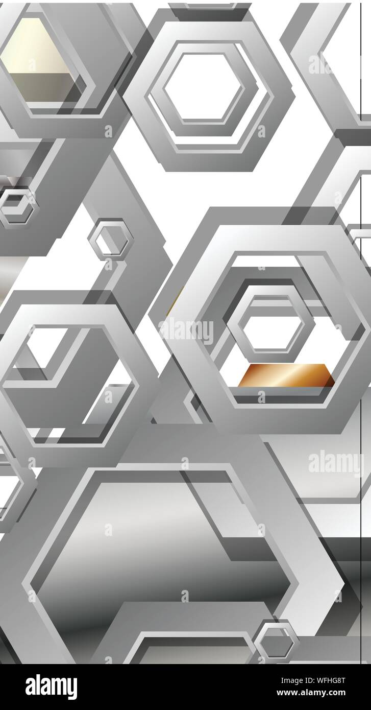 Abstract geometric background with hexagon metal color composition ...