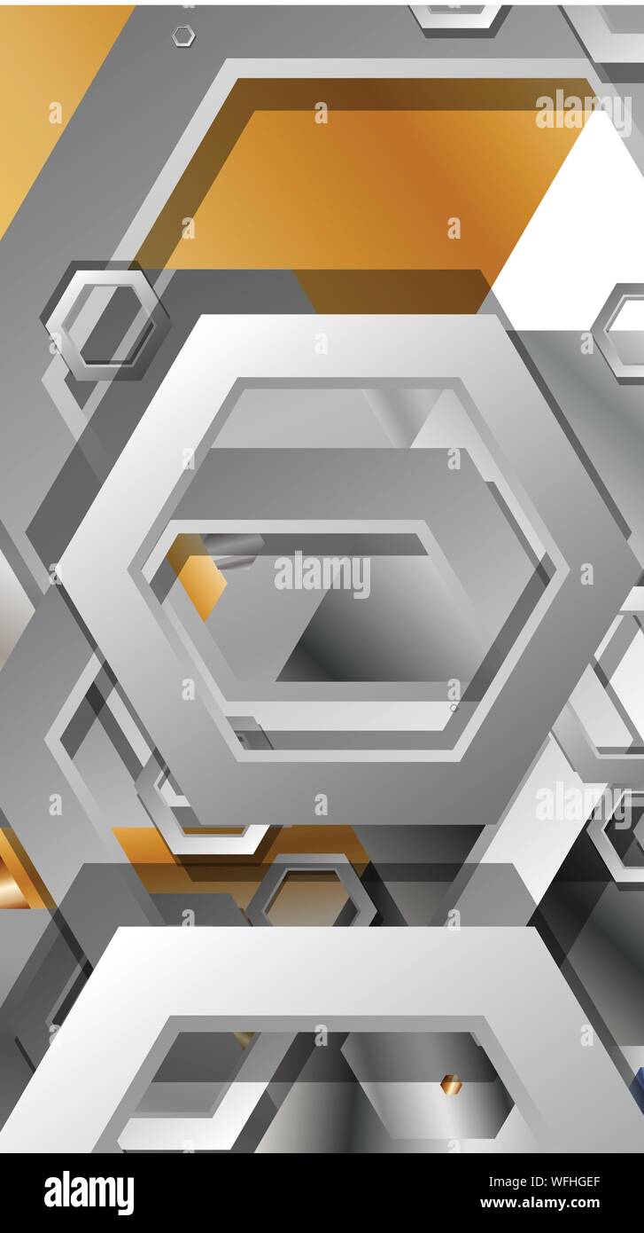 Abstract geometric background with hexagon metal color composition ...