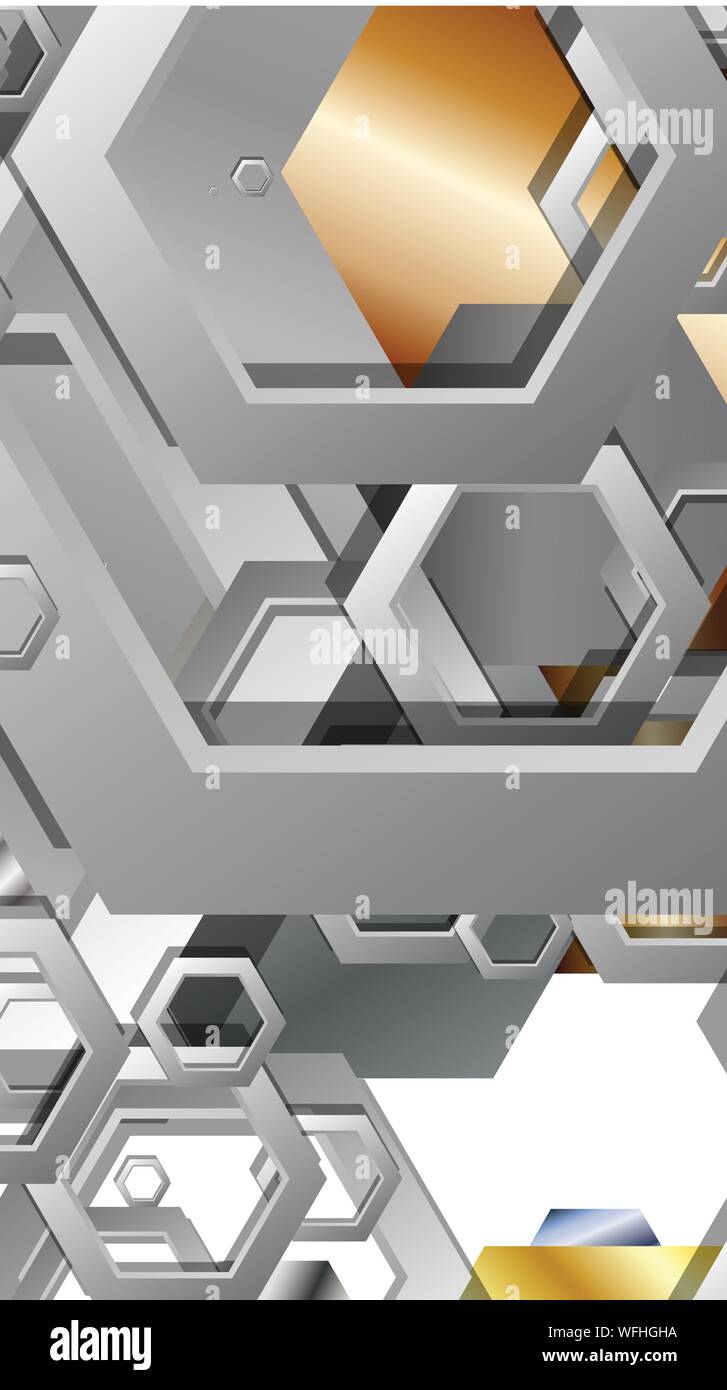 Abstract geometric background with hexagon metal color composition ...