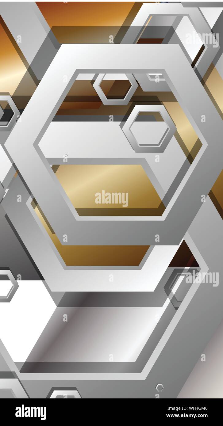 Abstract geometric background with hexagon metal color composition ...