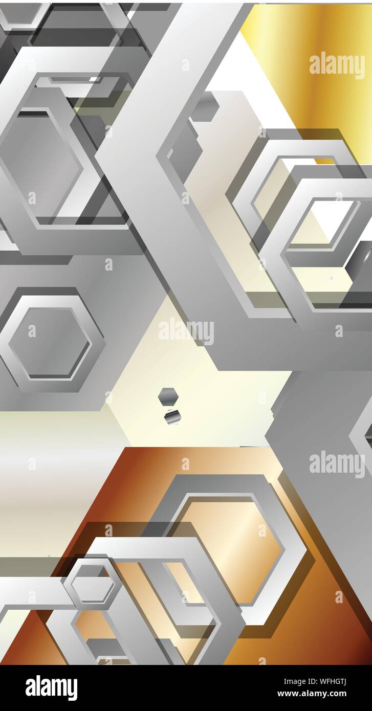 Abstract geometric background with hexagon metal color composition ...