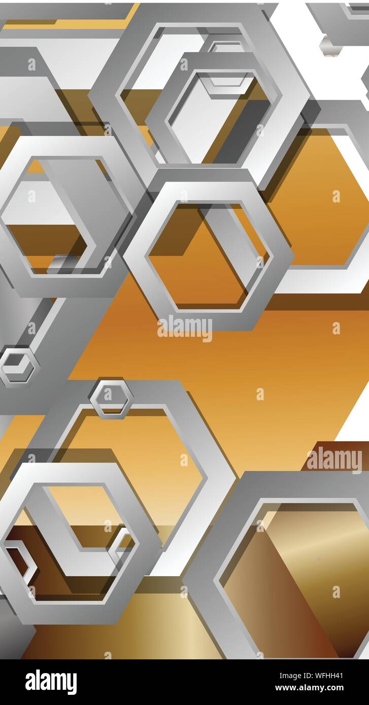 Abstract geometric background with hexagon metal color composition ...