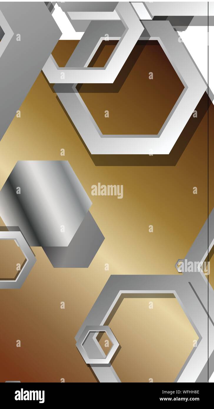 Abstract geometric background with hexagon metal color composition ...
