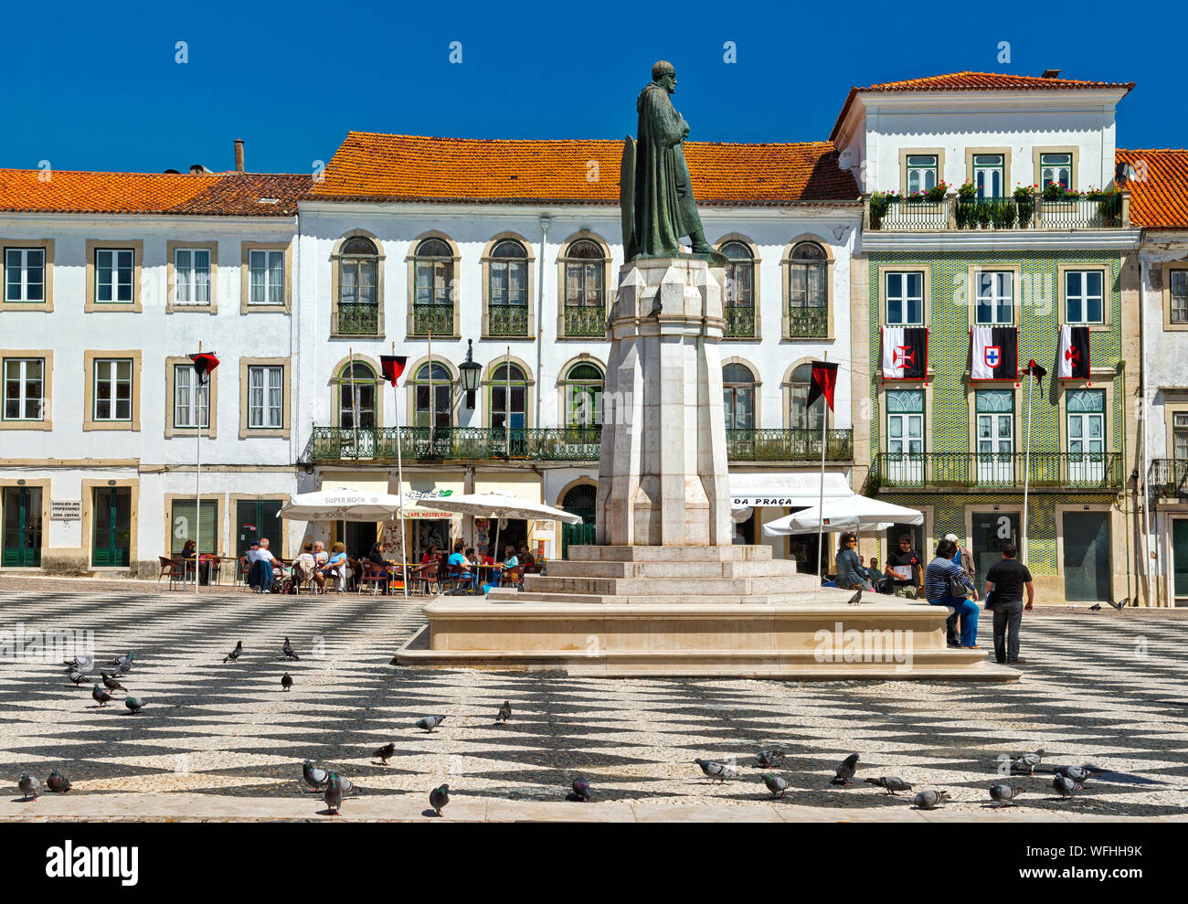 Tomar, central square,  the praça da República, Ribatejo, Portugal Stock Photo