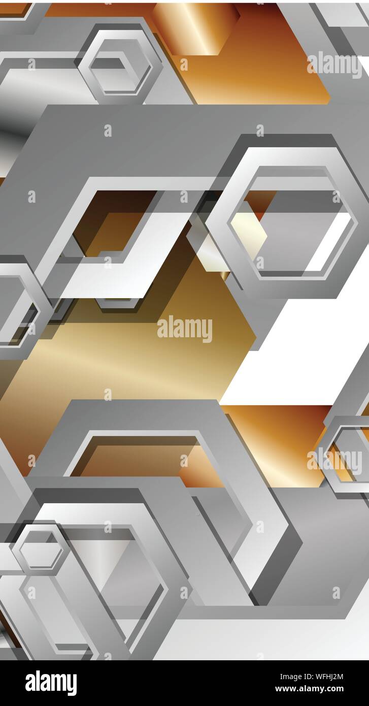Abstract geometric background with hexagon metal color composition ...