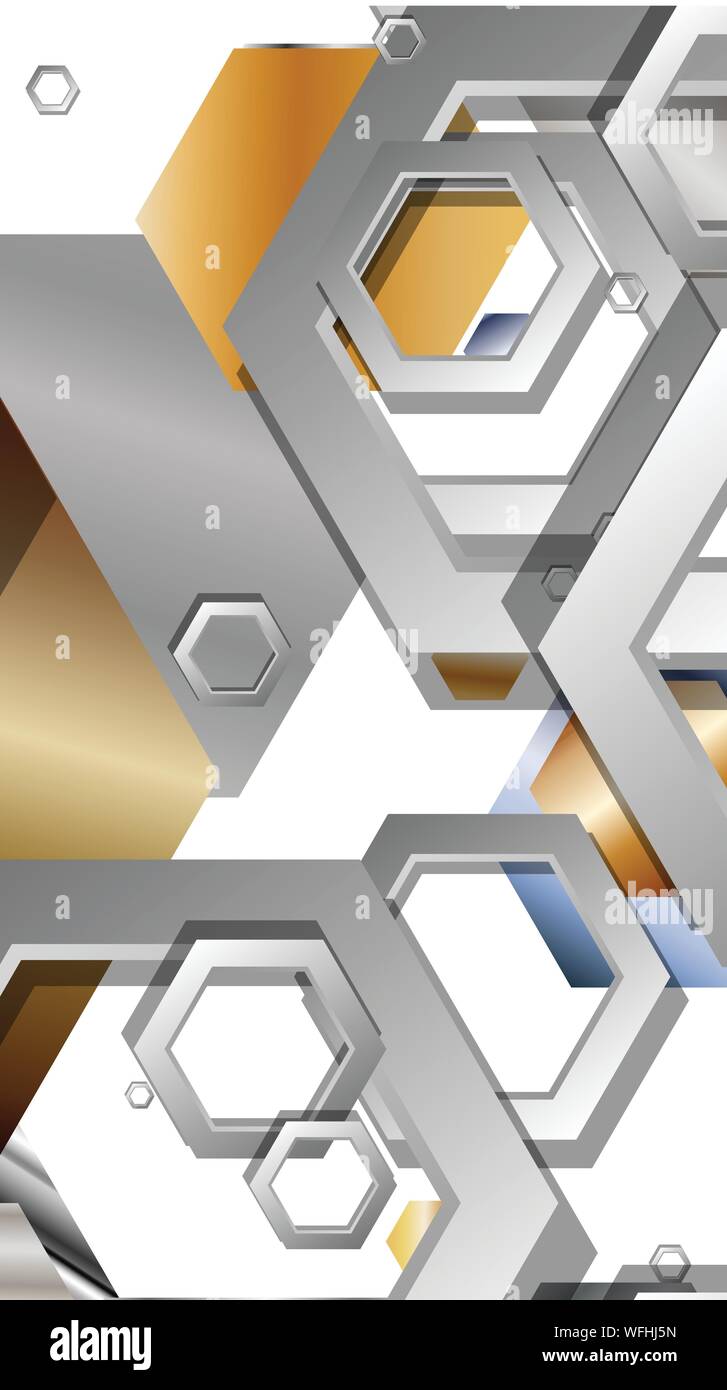 Abstract geometric background with hexagon metal color composition ...
