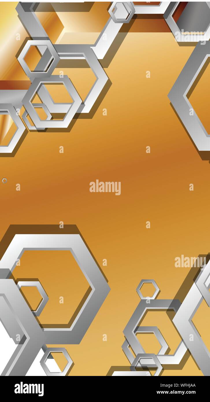 Abstract geometric background with hexagon metal color composition ...