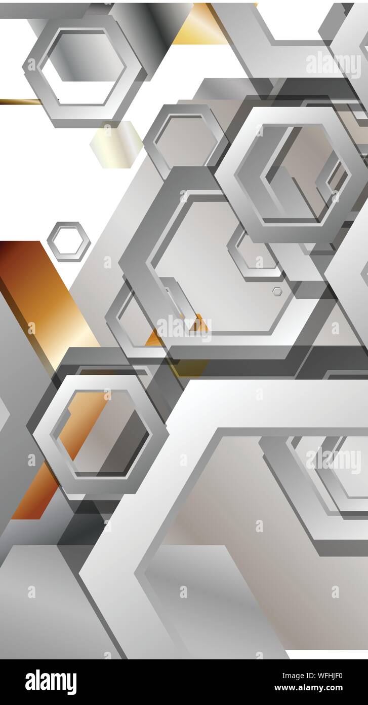 Abstract geometric background with hexagon metal color composition ...