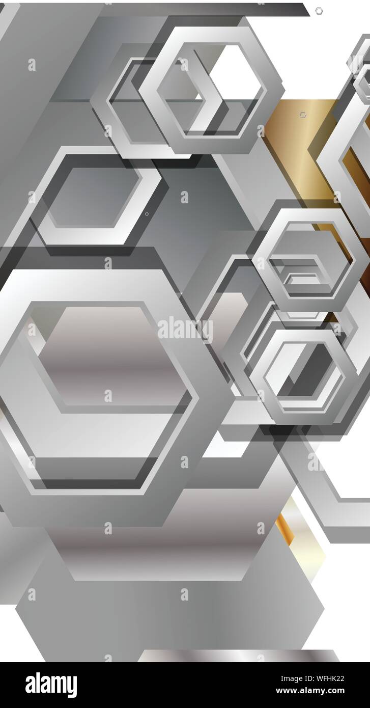 Abstract geometric background with hexagon metal color composition ...