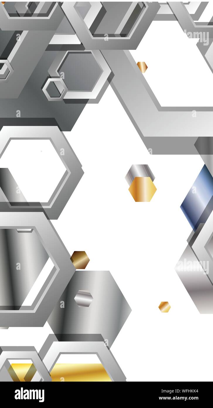 Abstract geometric background with hexagon metal color composition ...