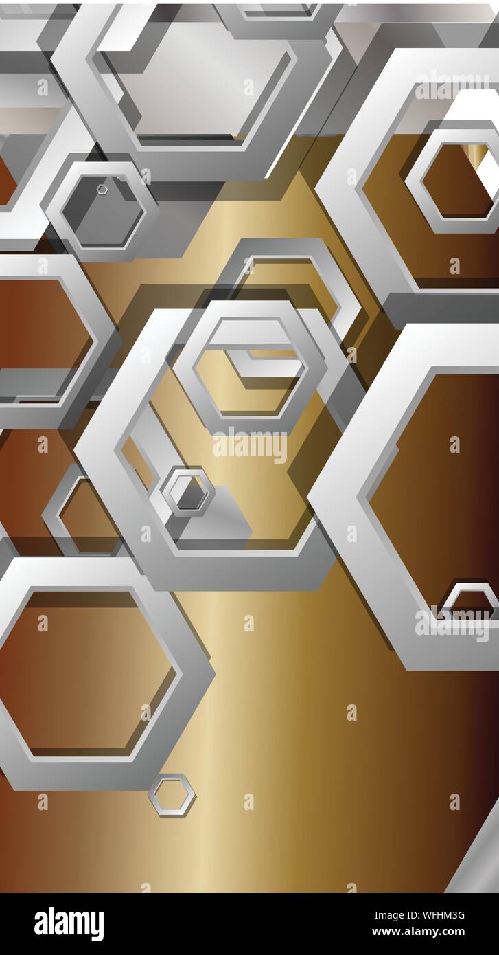 Abstract geometric background with hexagon metal color composition ...