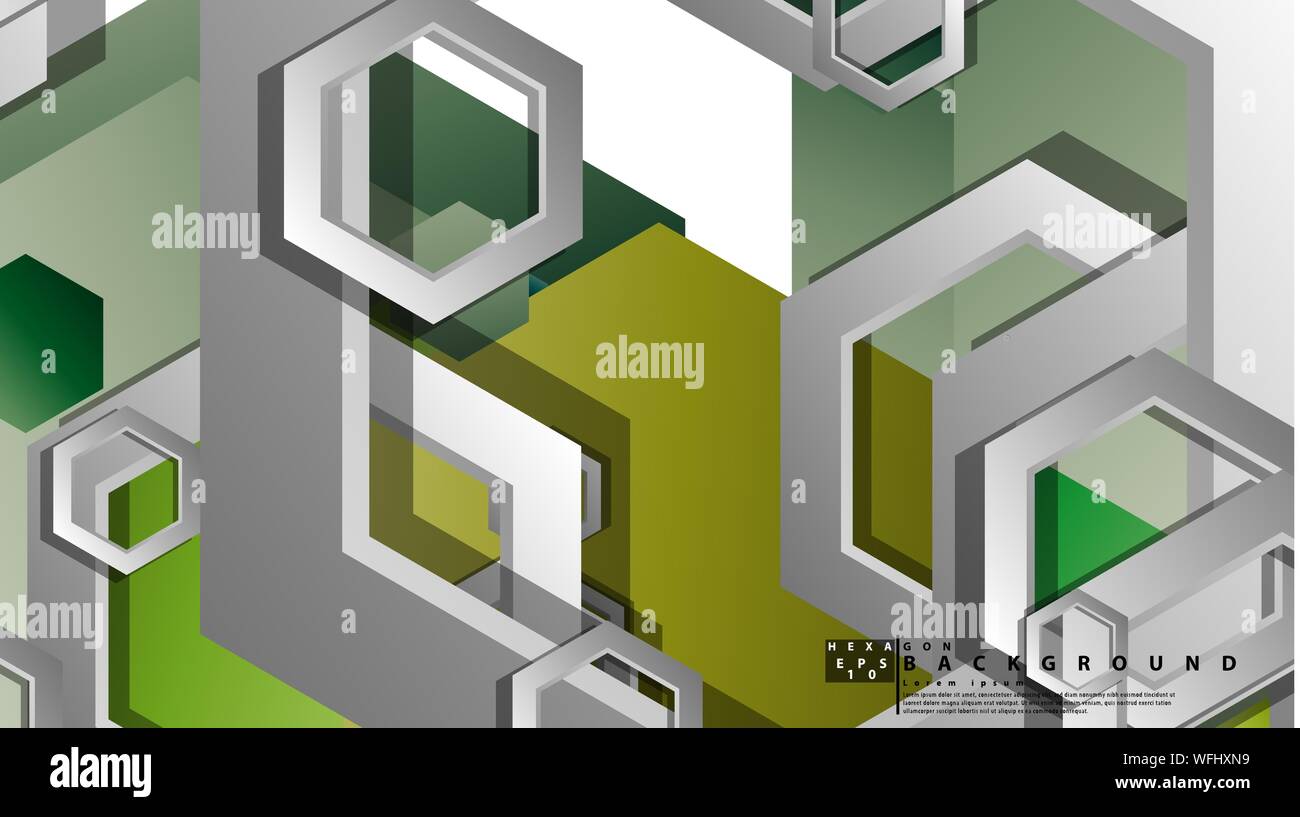 Abstract geometric background with hexagons, foliage color composition. Vector illustration Stock Vector