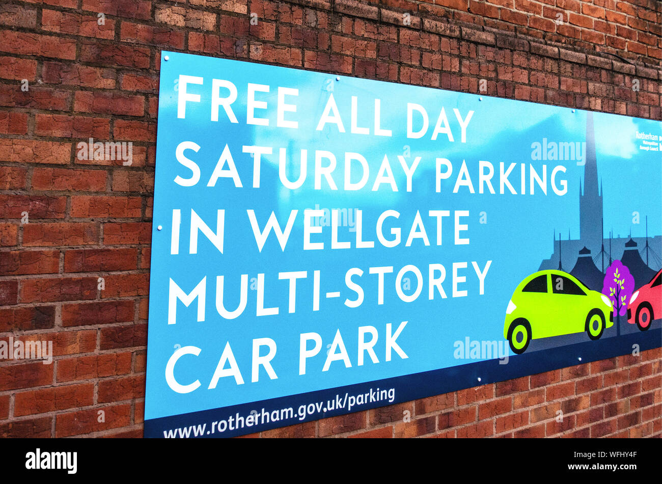 Free all day parking sign on Car Park wall Stock Photo Alamy