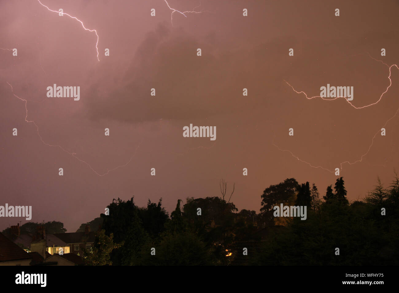 Cottingham lightning storm Stock Photo