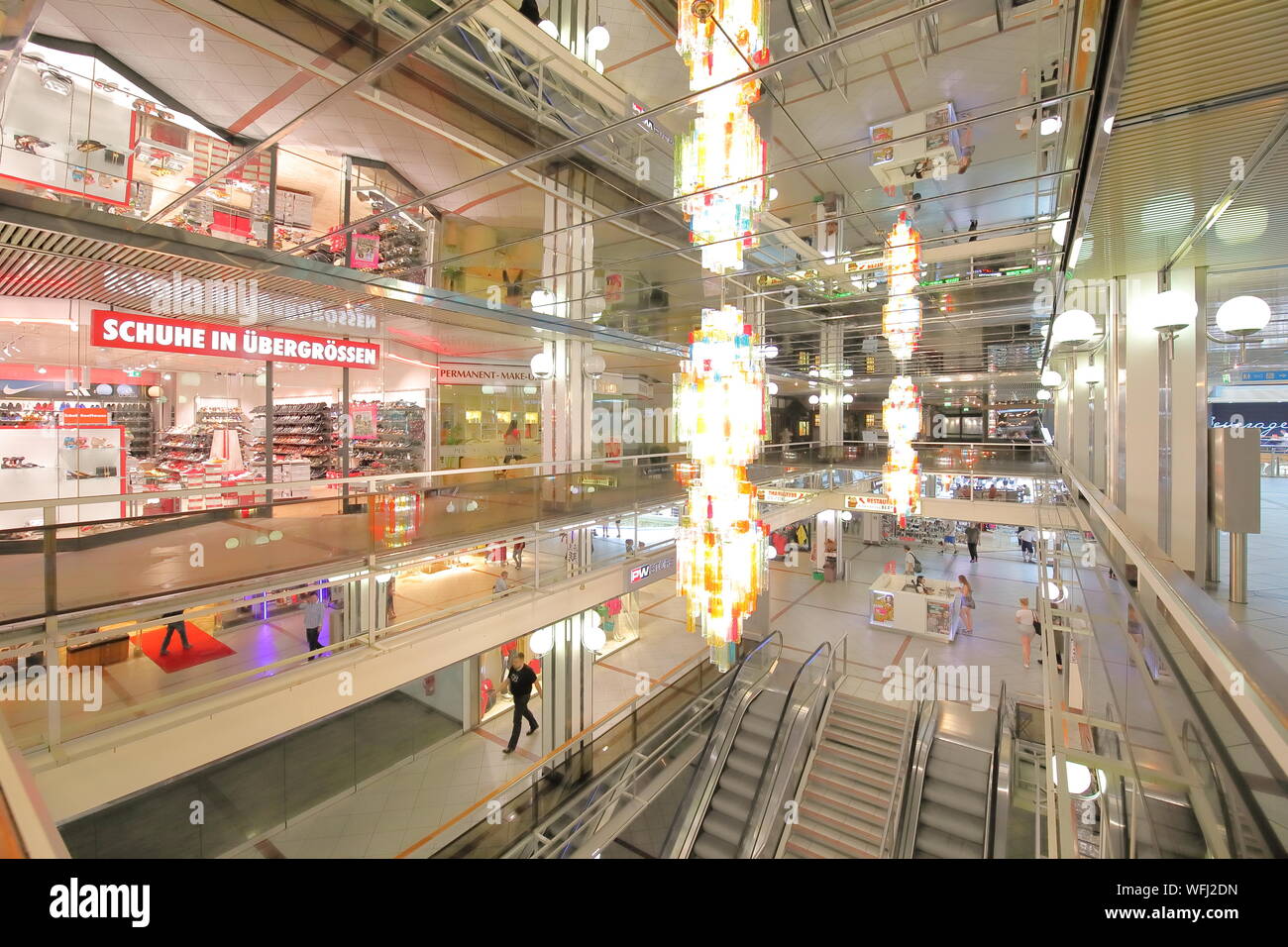 People Visit Europa Centre Shopping Mall Berlin Germany Stock