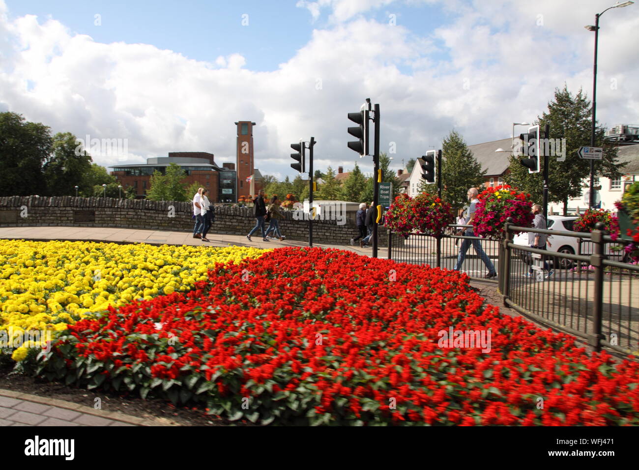 Flower Beds Stratford upon Avon Stock Photo Alamy