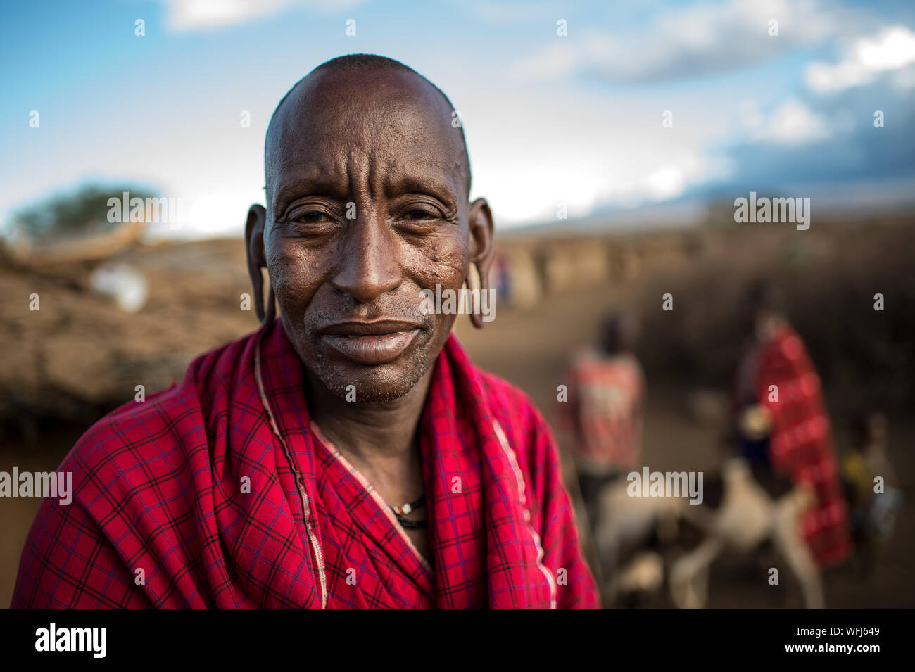 Masai Tribe people, Amboseli National Park, Kenya Stock Photo