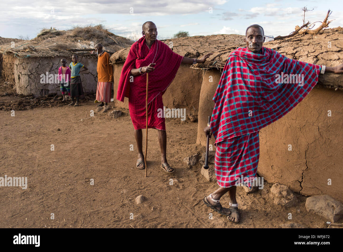 Masai Tribe people, Amboseli National Park, Kenya Stock Photo
