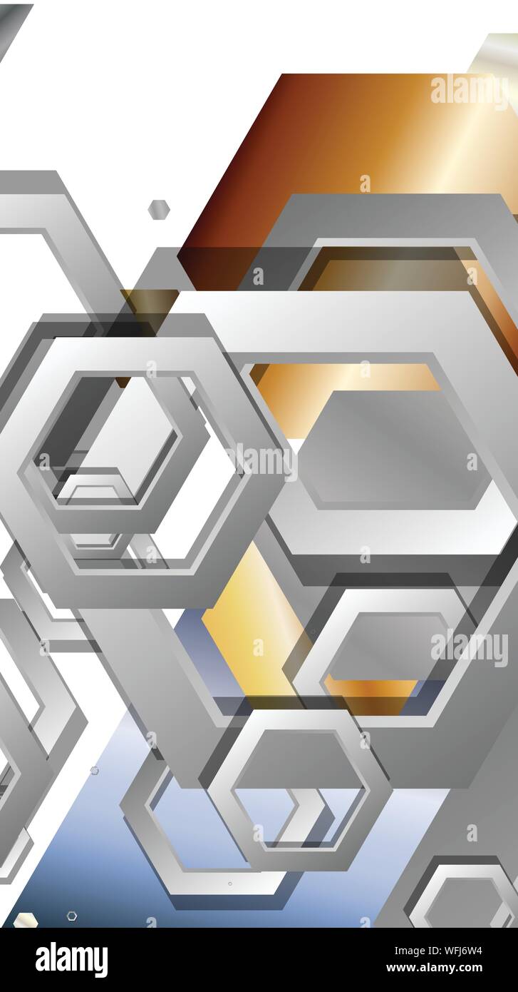 Abstract geometric background with hexagon metal color composition ...
