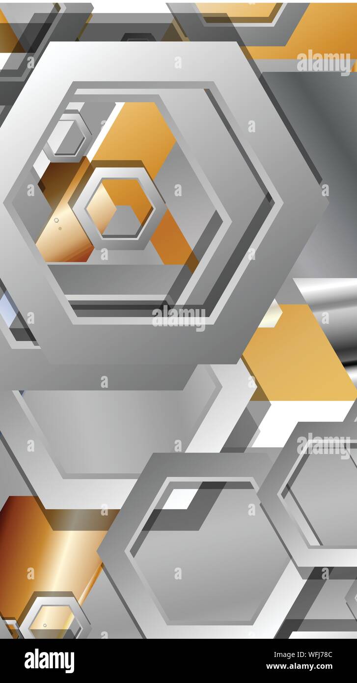 Abstract geometric background with hexagon metal color composition ...