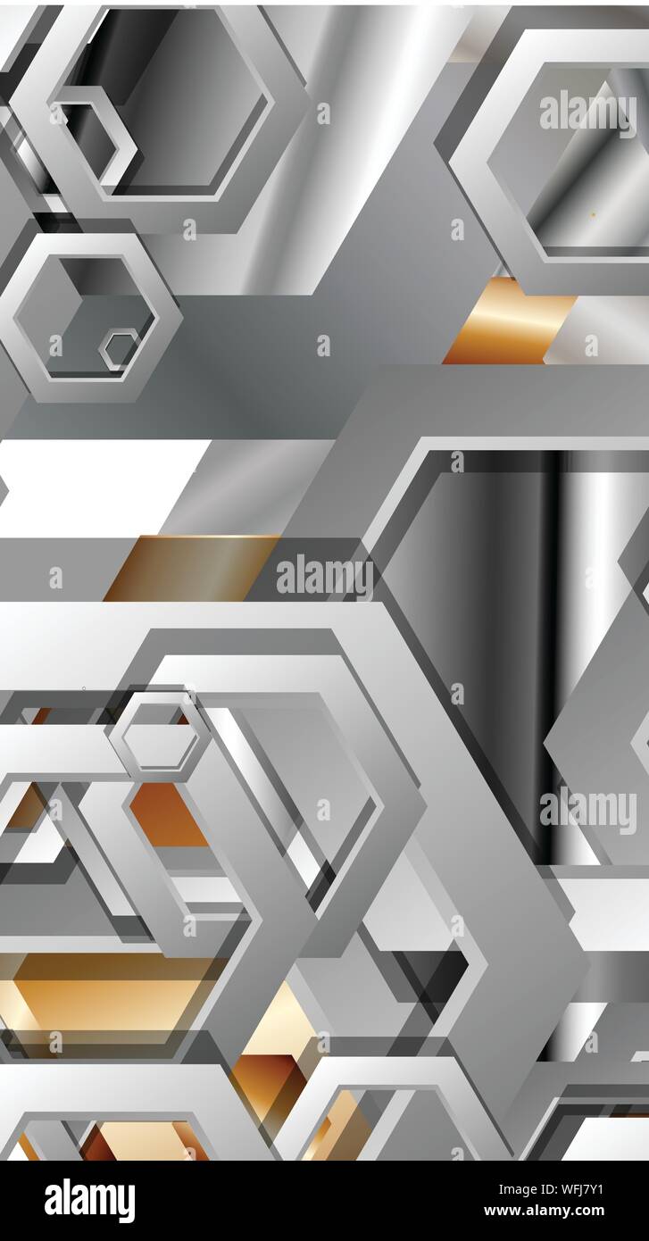 Abstract geometric background with hexagon metal color composition ...