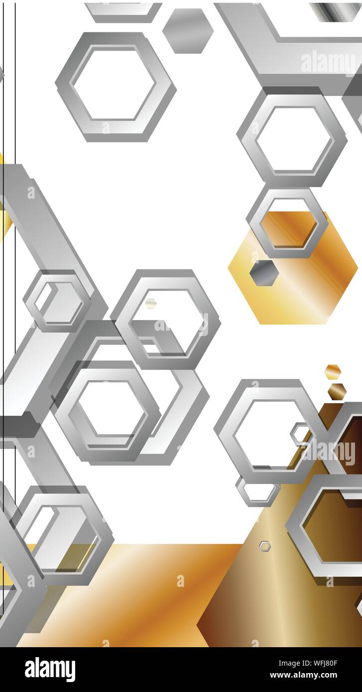 Abstract geometric background with hexagon metal color composition ...