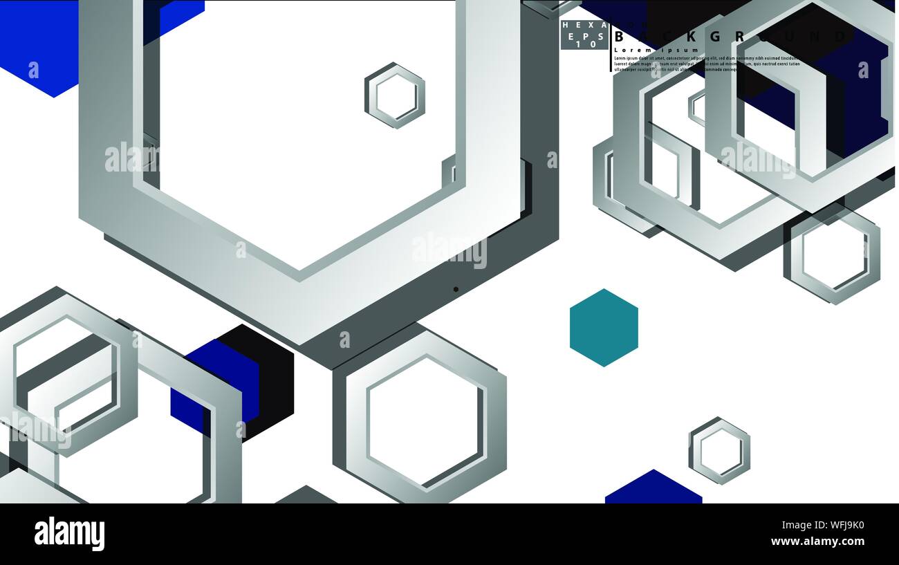 Abstract geometric background with hexagon cold color composition ...