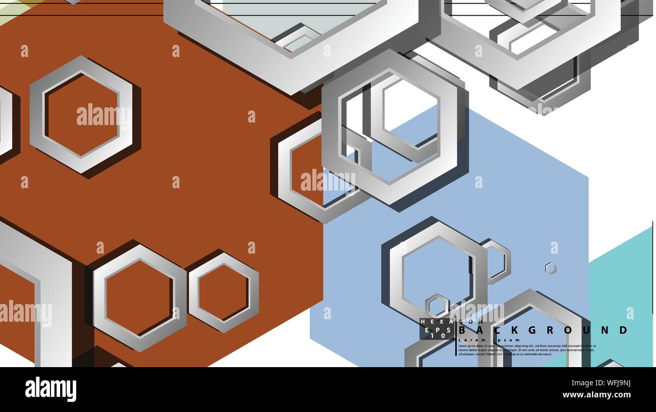 Abstract geometric background with hexagon cold color composition ...