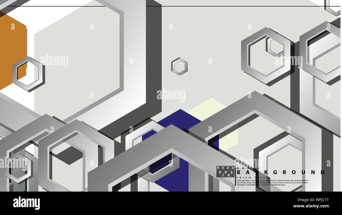 Abstract geometric background with hexagon cold color composition ...