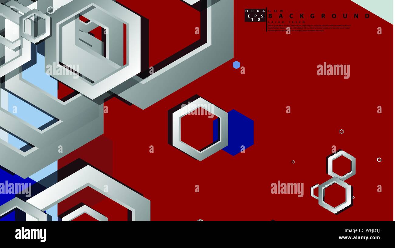 Abstract geometric background with hexagon cold color composition ...