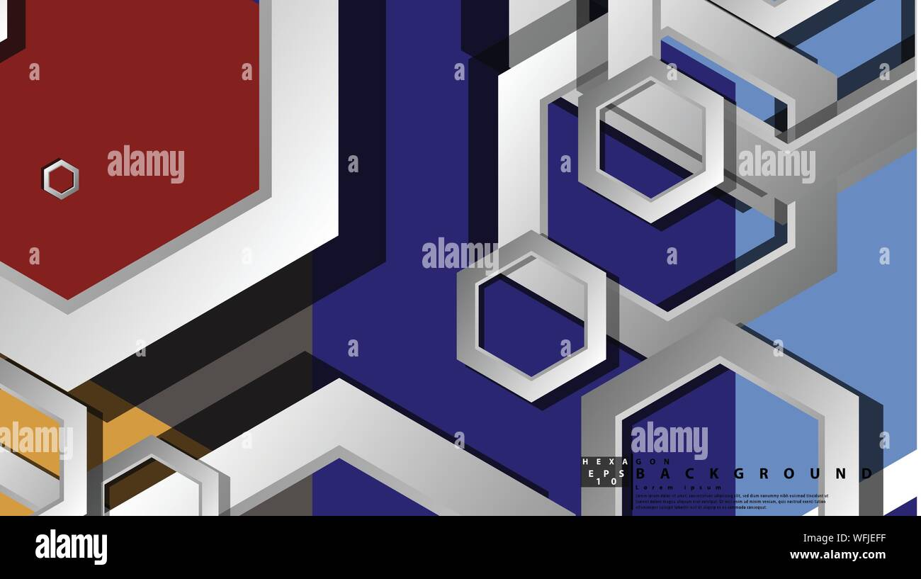 Abstract geometric background with hexagon cold color composition ...