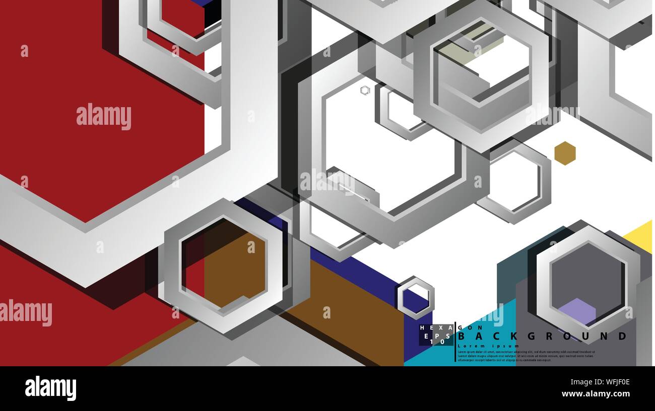 Abstract geometric background with hexagon cold color composition ...