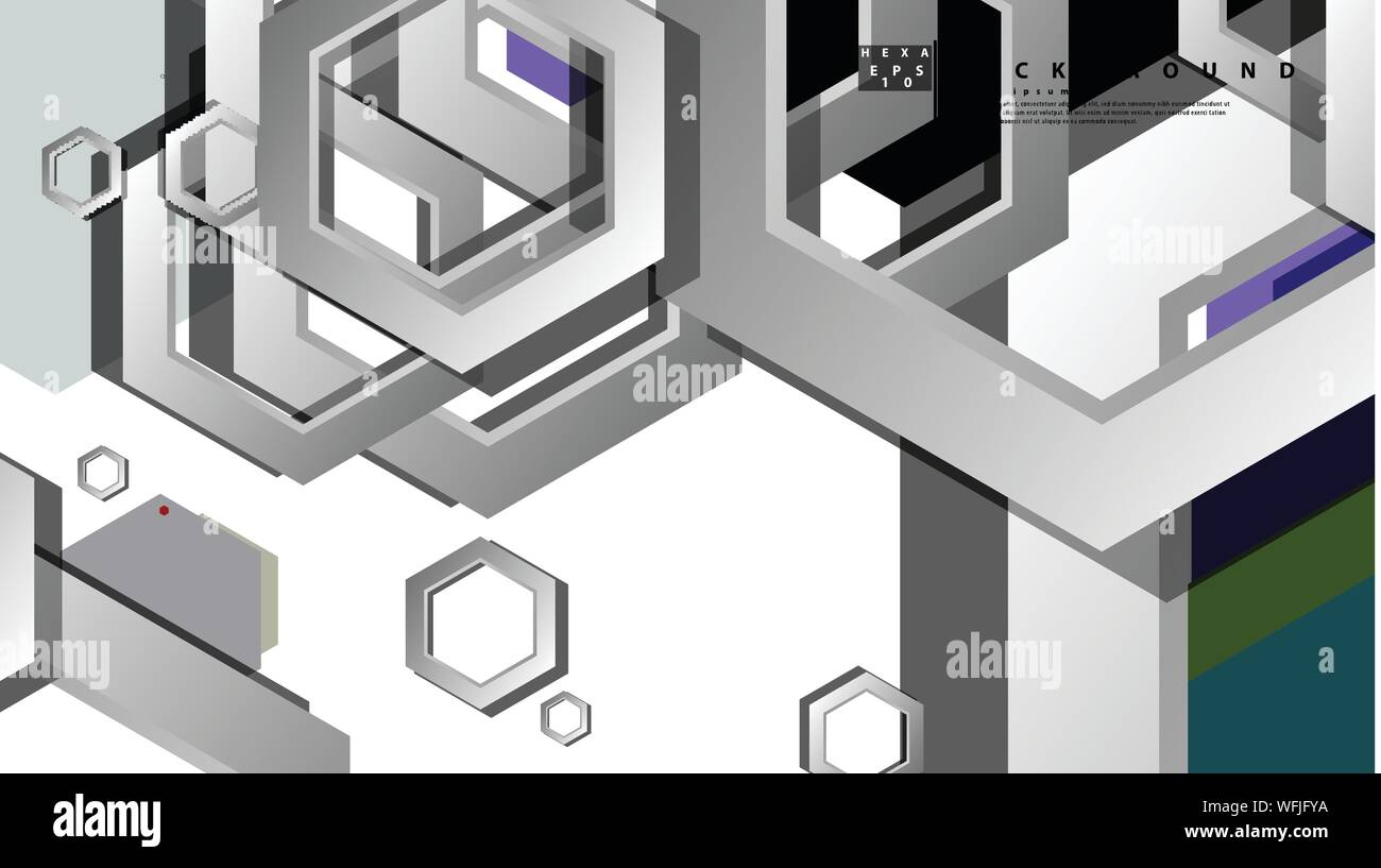 Abstract geometric background with hexagon cold color composition ...