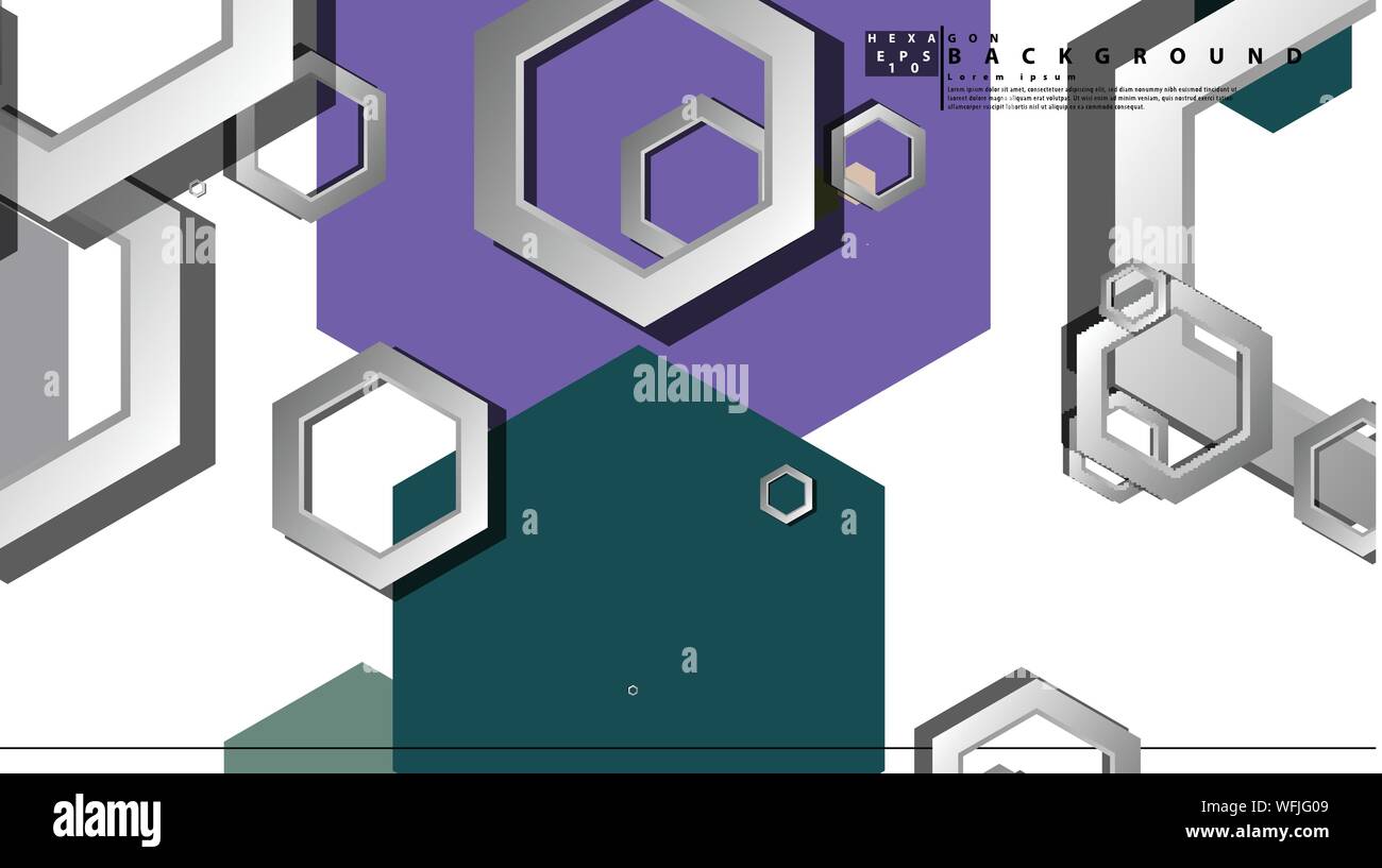 Abstract geometric background with hexagon cold color composition ...