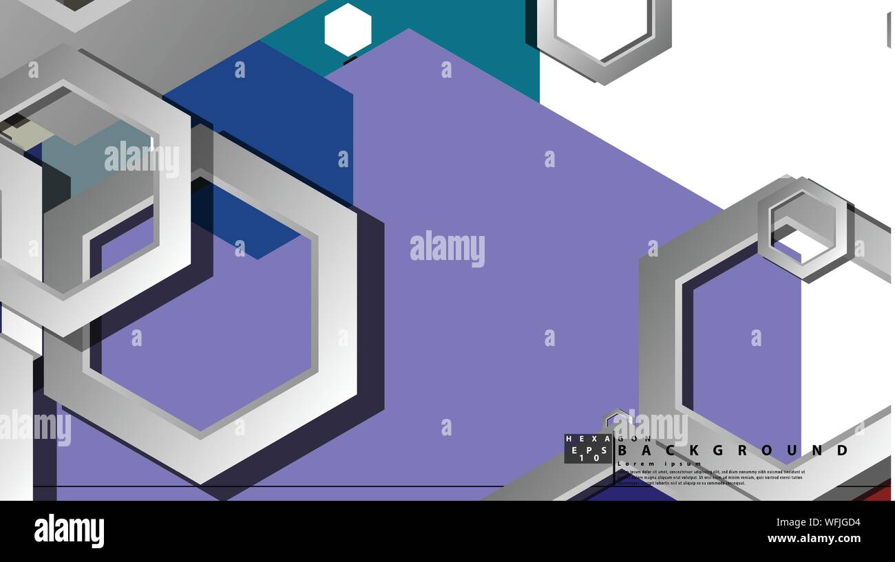 Abstract geometric background with hexagon cold color composition ...