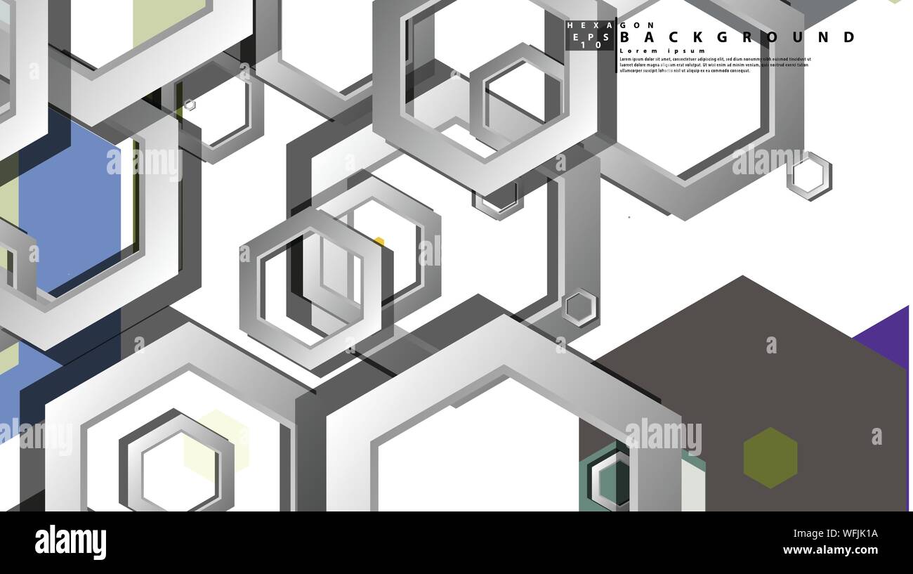 Abstract geometric background with hexagon cold color composition ...