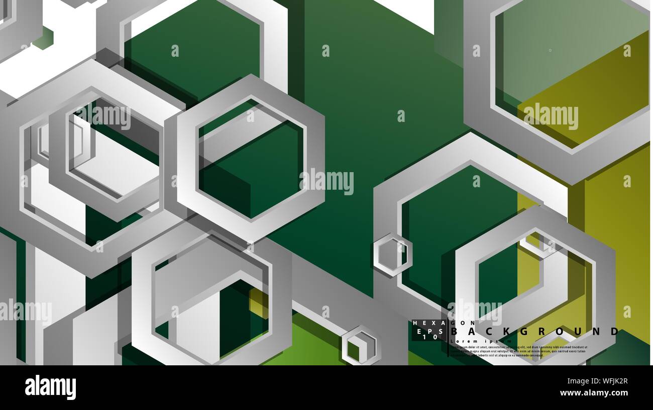 Abstract geometric background with hexagons, foliage color composition. Vector illustration Stock Vector