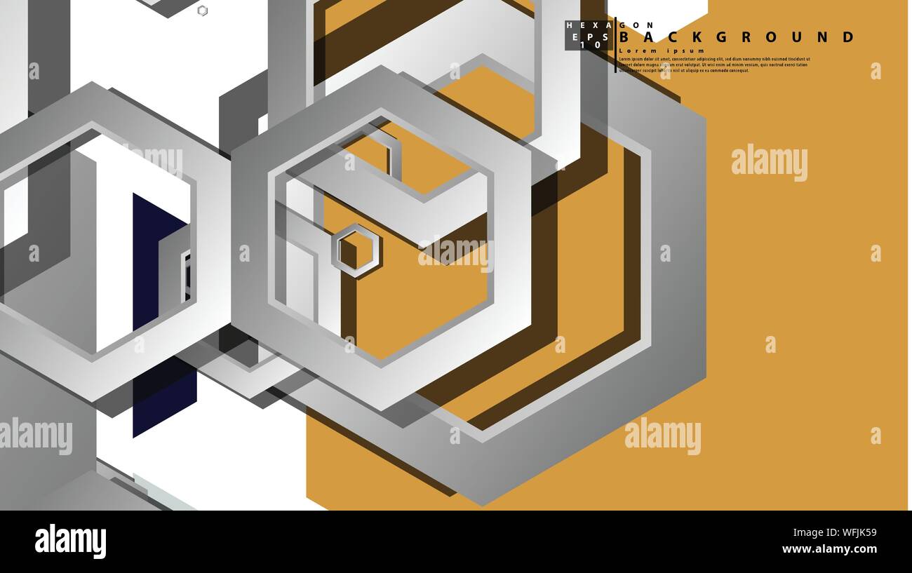 Abstract geometric background with hexagon cold color composition ...